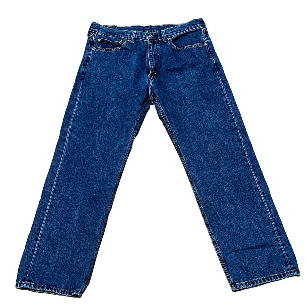 Levi's 505 Denim Blue Jeans Regular Fit Men's W36 L28 Dark Rinse Cotton READ